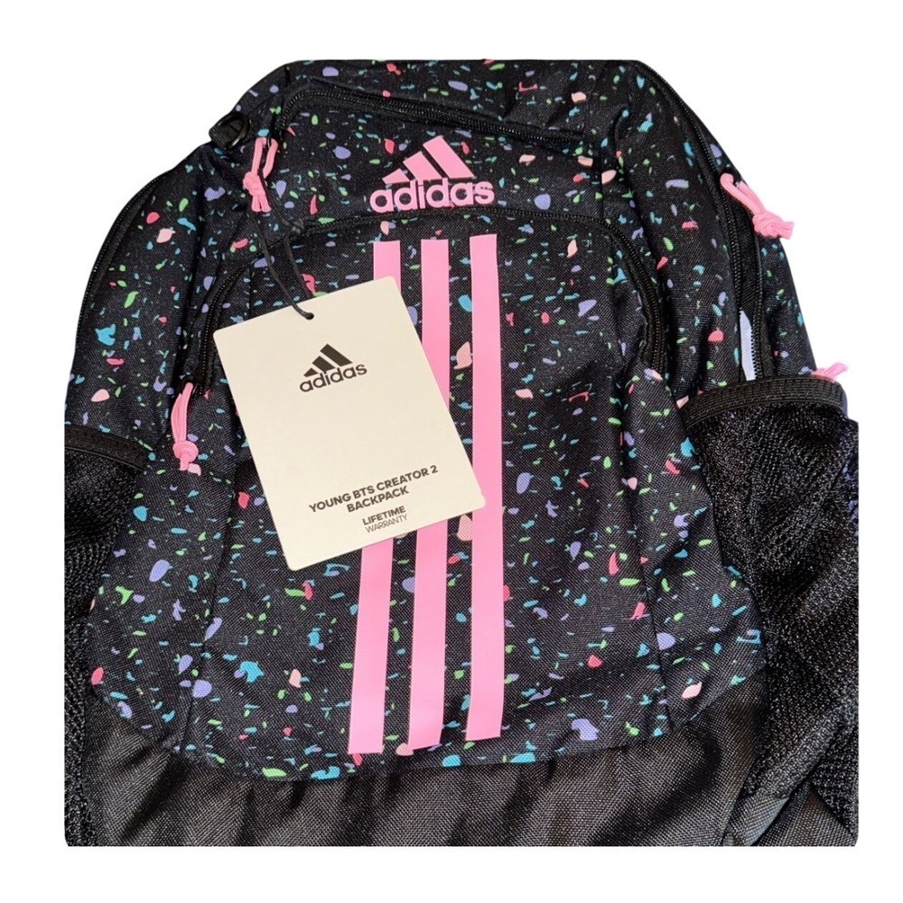 Adidas Young BTS Creator 2 Backpack Black Pink Confetti New